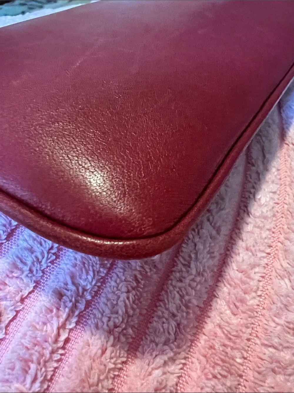 Coach Vintage Red Leather Flat Cosmetic Case